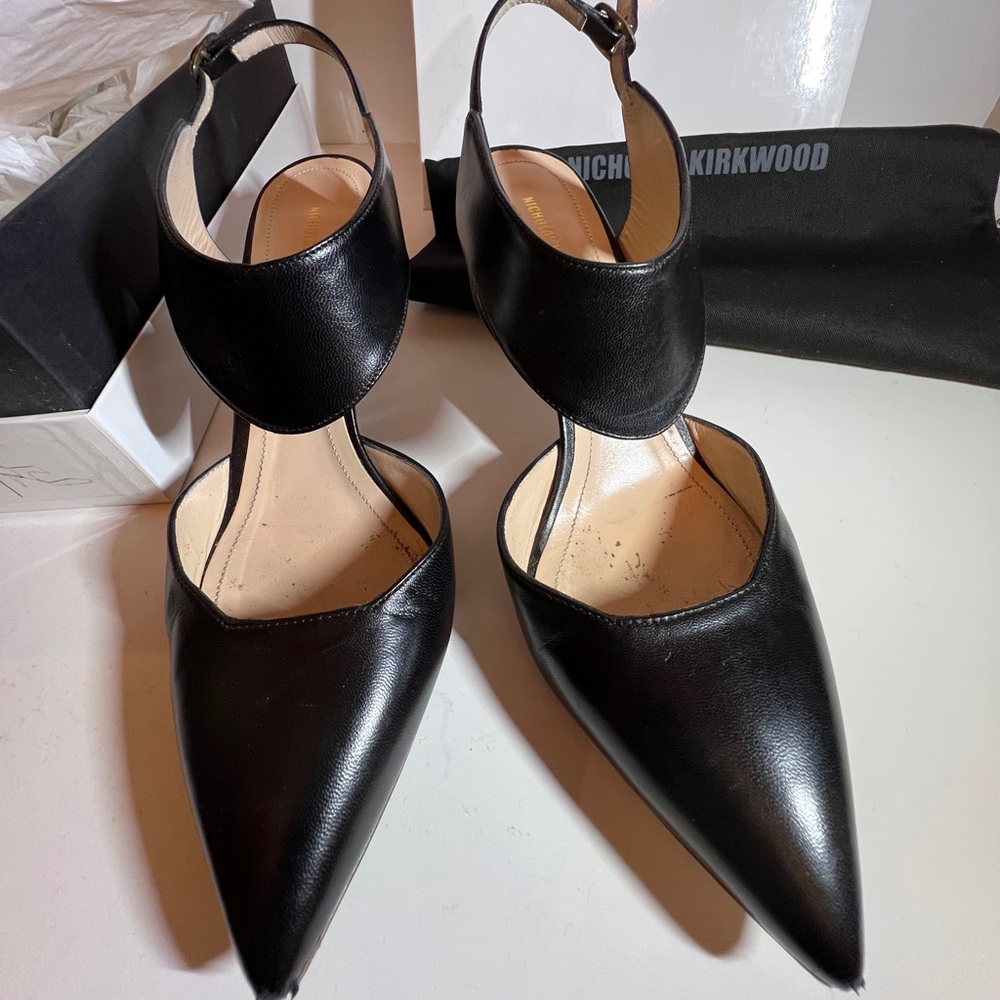 Nicholas Kirkwood Black leather strappy heels size 38